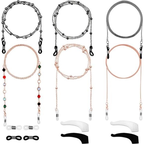 6 Pieces Eyeglass Chains Elegant Eyewear Retainer Beaded Eyeglass Strap Holder - Picture 7 of 7